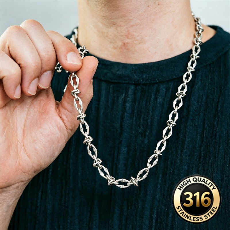Men's 316 Stainless Steel Thorn Knot Necklace, Gothic Style
